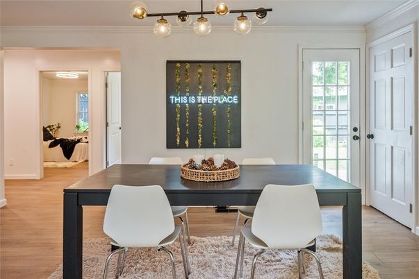 Dining room, Interior, Wood Texture Flooring