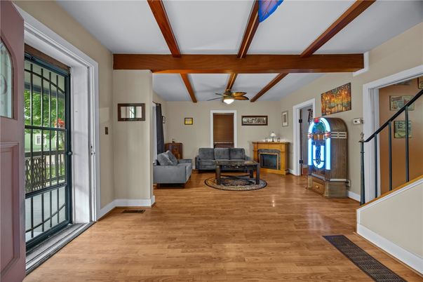 Fireplace, Interior, Wooden Beams, Wood Texture Flooring