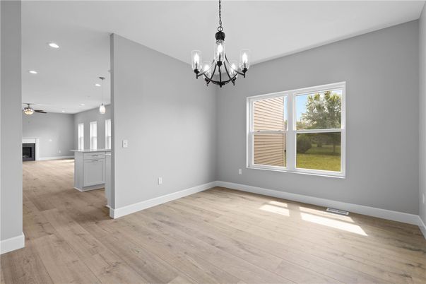 Chandelier, Empty room, Interior, Pendant Lights, Recessed Lighting, Wood Texture Flooring