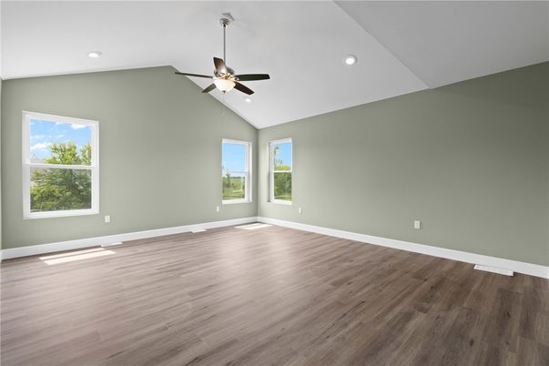 Empty room, Interior, Recessed Lighting, Wood Texture Flooring