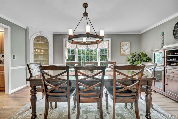 Chandelier, Dining room, Interior, Pendant Lights, Wood Texture Flooring