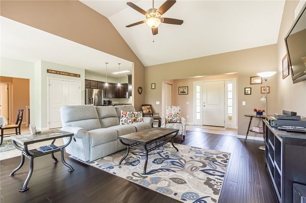 Interior, Kitchen, Living room, Pendant Lights, Stainless Steel Appliances, Wood Texture Flooring