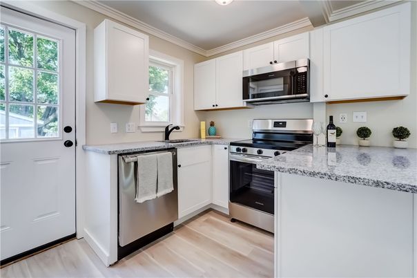 Interior, Kitchen, Stainless Steel Appliances, Wood Texture Flooring