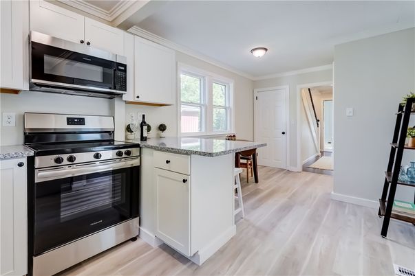 Interior, Kitchen, Stainless Steel Appliances, Wood Texture Flooring