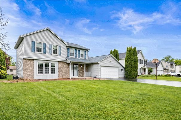 Attached, Backyard, Exterior, Facade, Brick Facade, Farmhouse
