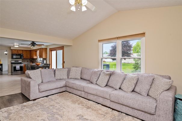 Interior, Kitchen, Living room, Stainless Steel Appliances, Wood Texture Flooring