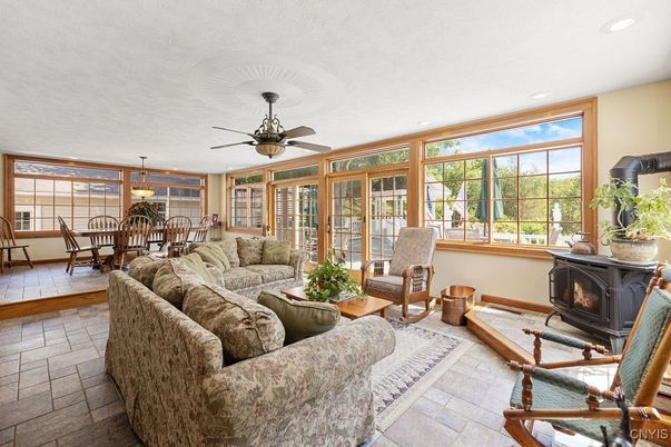 Dining room, Fireplace, Interior, Living room, Recessed Lighting