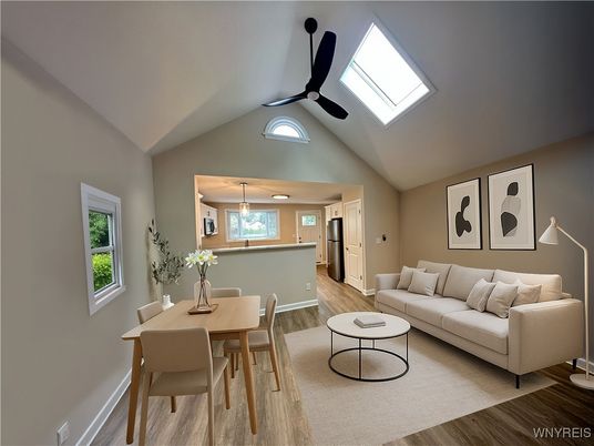 Dining room, Interior, Living room, Pendant Lights, Wood Texture Flooring
