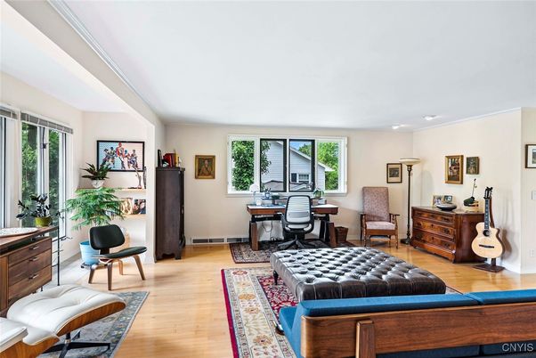 Home Office, Interior, Recessed Lighting, Wood Texture Flooring