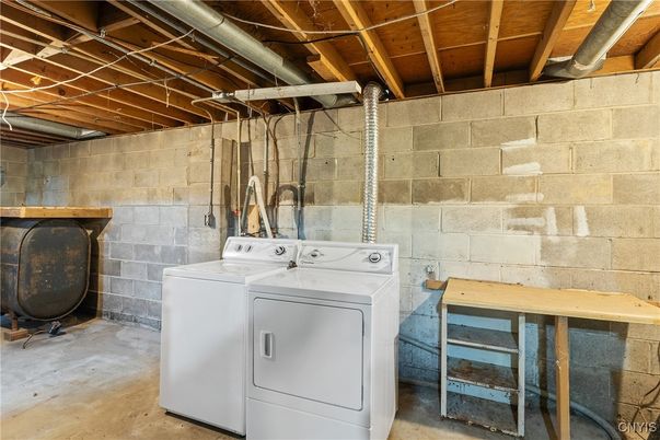 Interior, Stone Walls, Utility Closets, Washer, Wooden Beams, Wooden Ceilings