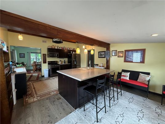Interior, Kitchen, Pendant Lights, Recessed Lighting, Wood Texture Flooring