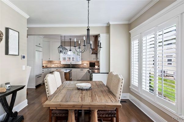 Chandelier, Dining room, Interior, Pendant Lights, Wood Texture Flooring