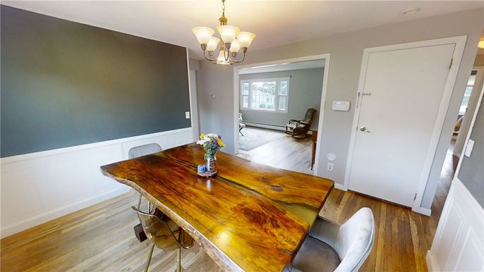 Chandelier, Dining room, Interior, Wood Texture Flooring