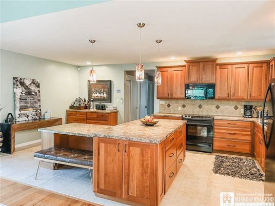 Interior, Kitchen, Pendant Lights, Recessed Lighting, Wood Texture Flooring