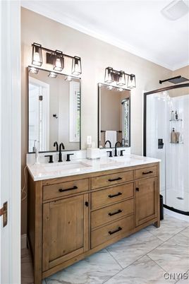 Bathroom, Dual Sink Vanities, Glass Shower, Interior