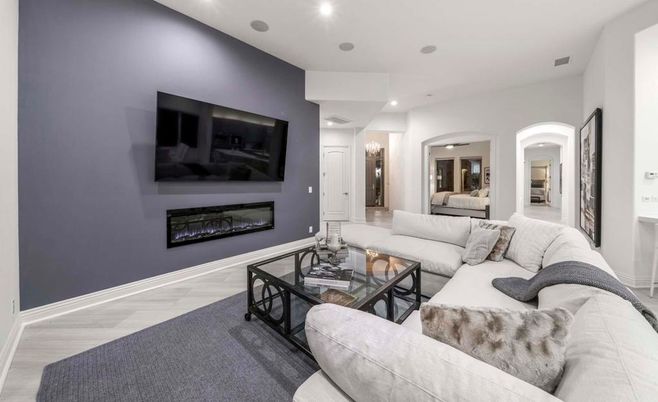 Fireplace, Interior, Living room, Recessed Lighting