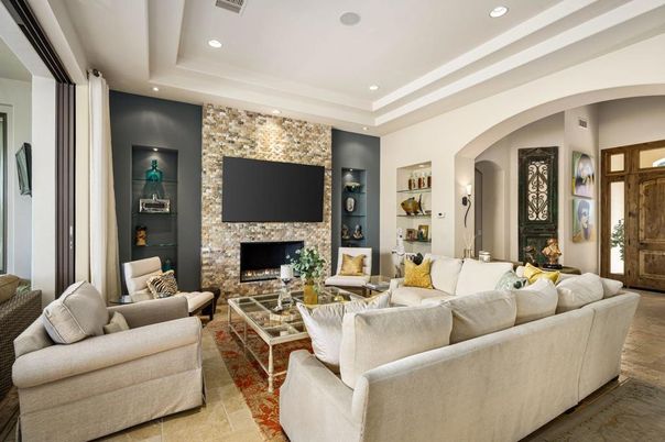 Fireplace, Interior, Living room, Recessed Lighting