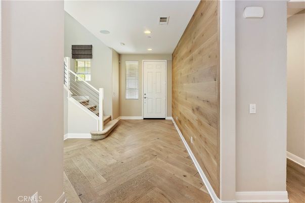 Interior, Recessed Lighting, Wood Texture Flooring, Wooden Walls