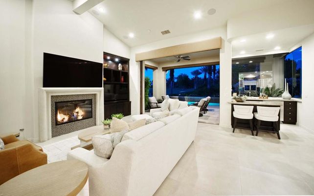Fireplace, Interior, Living room, Recessed Lighting