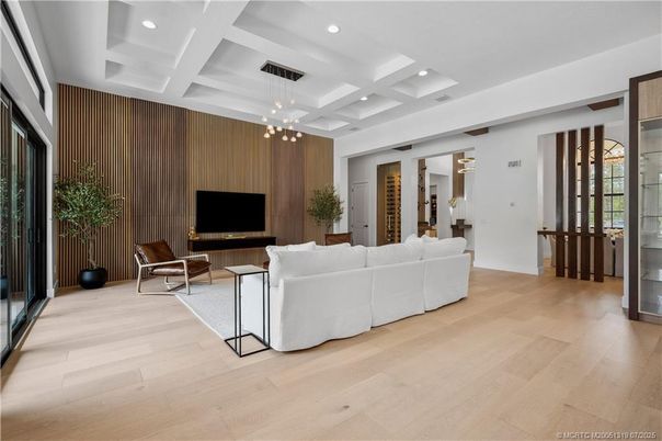 Interior, Living room, Pendant Lights, Recessed Lighting, Wood Texture Flooring