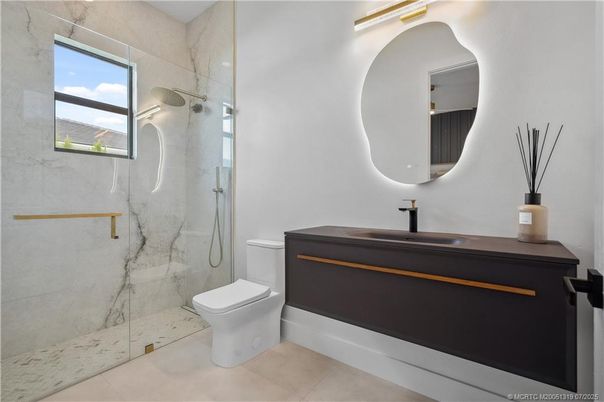 Bathroom, Glass Shower, Interior, Marble Walls