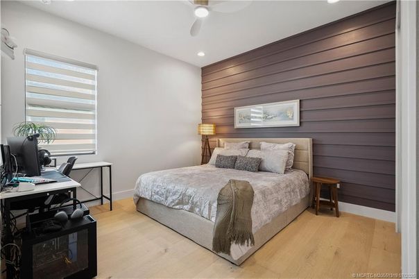 Bedroom, Home Office, Interior, Recessed Lighting, Wood Texture Flooring