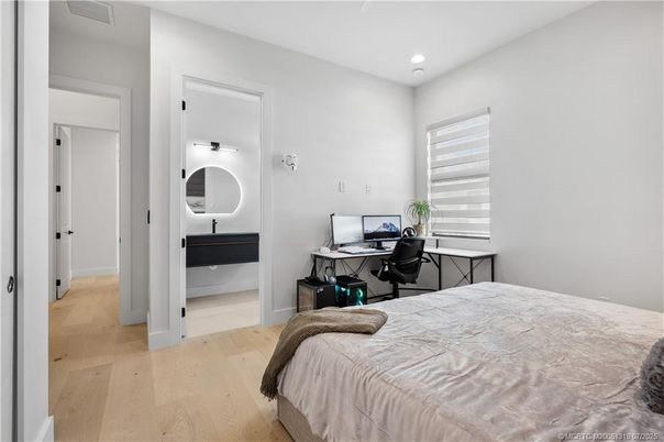 Bedroom, Home Office, Interior, Recessed Lighting, Wood Texture Flooring
