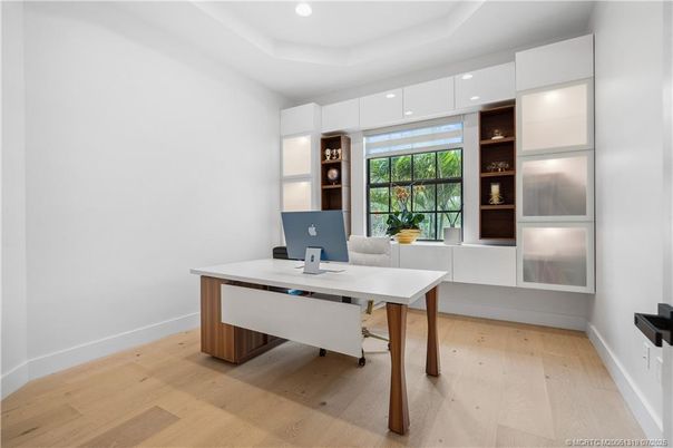 Home Office, Interior, Recessed Lighting, Wood Texture Flooring