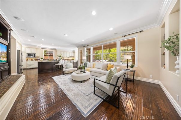 Interior, Kitchen, Living room, Recessed Lighting, Stainless Steel Appliances, Wood Texture Flooring