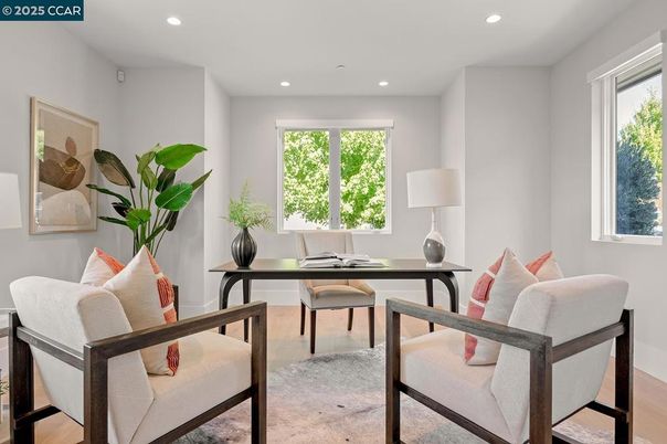Home Office, Interior, Recessed Lighting, Wood Texture Flooring