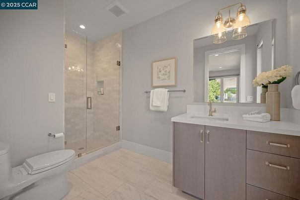 Bathroom, Glass Shower, Interior, Recessed Lighting