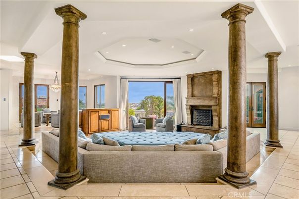 Chandelier, Fireplace, Interior, Living room, Recessed Lighting