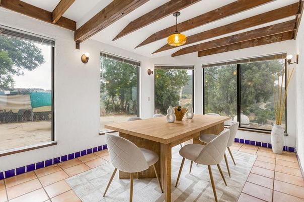 Dining room, Interior, Pendant Lights, Wooden Beams