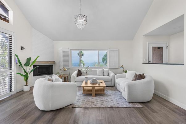 Chandelier, Fireplace, Interior, Living room, Pendant Lights, Water, Wood Texture Flooring