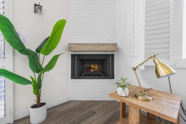 Fireplace, Interior, Stone Walls, Wood Texture Flooring
