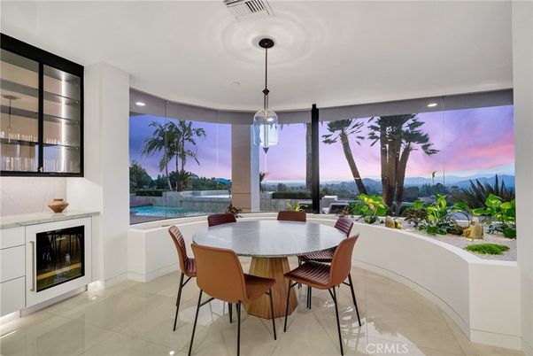 Dining room, Fireplace, Interior, Pendant Lights