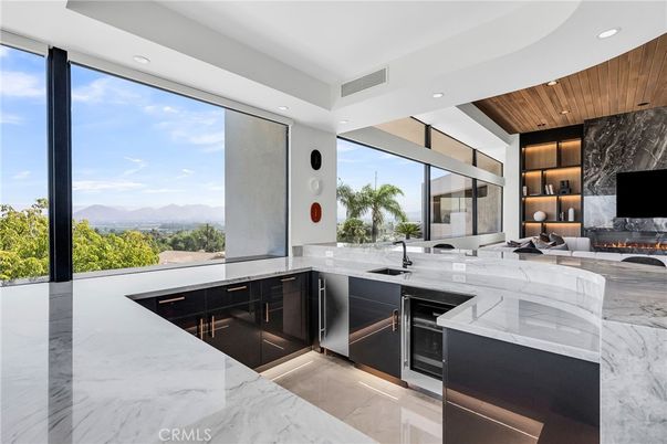 Interior, Kitchen, Marble, Marble Walls, Recessed Lighting, Wooden Ceilings