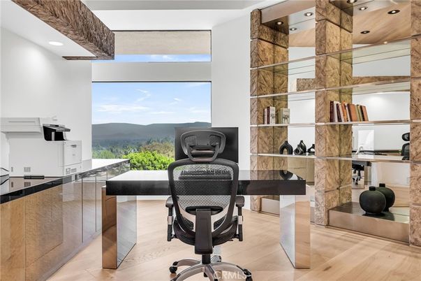 Home Office, Interior, Recessed Lighting, Wood Texture Flooring