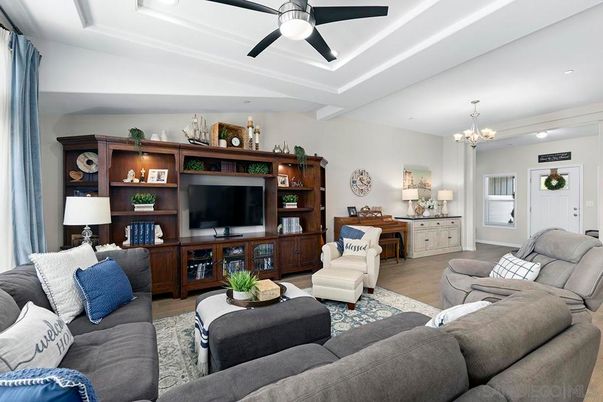Chandelier, Interior, Living room, Recessed Lighting, Wood Texture Flooring