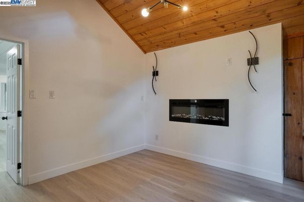 Empty room, Fireplace, Interior, Wooden Ceilings, Wood Texture Flooring