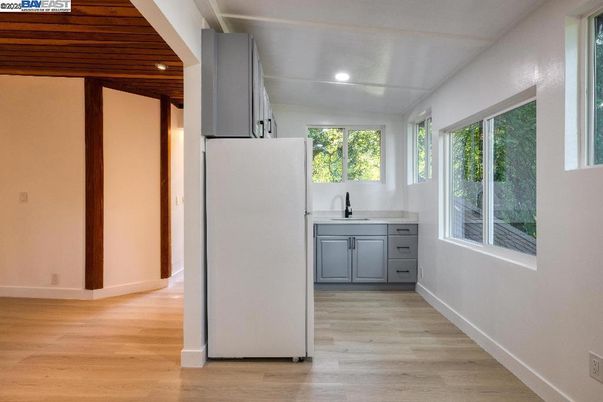Interior, Kitchen, Recessed Lighting, Wood Texture Flooring