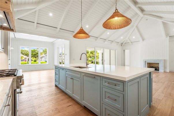 Interior, Kitchen, Pendant Lights, Recessed Lighting, Wood Texture Flooring
