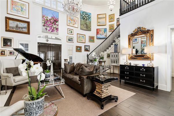Chandelier, Interior, Living room, Piano, Wood Texture Flooring