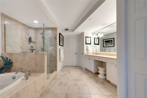 Bathroom, Glass Shower, Interior, Recessed Lighting