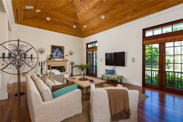 Fireplace, Interior, Living room, Recessed Lighting, Wooden Ceilings, Wood Texture Flooring