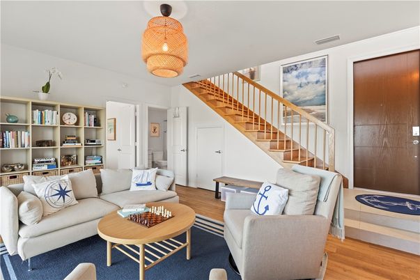 Interior, Living room, Pendant Lights, Wood Texture Flooring