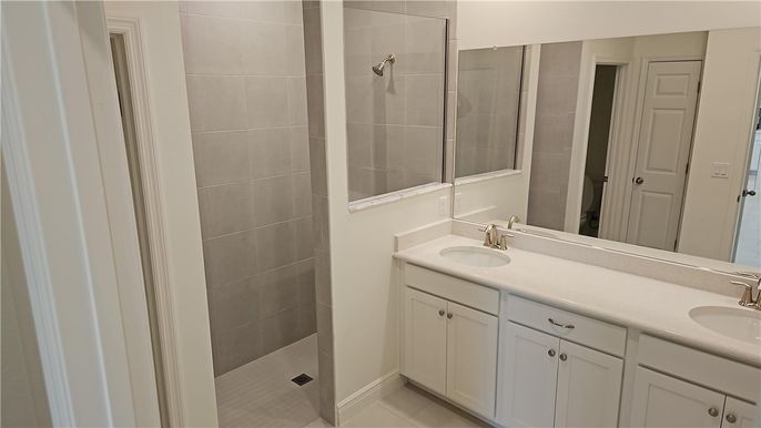 Bathroom, Dual Sink Vanities, Glass Shower, Interior