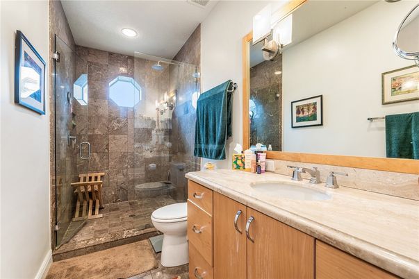 Bathroom, Glass Shower, Interior, Recessed Lighting