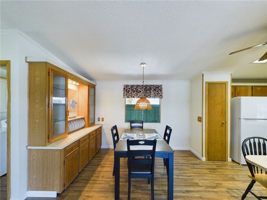 Dining room, Interior, Kitchen, Pendant Lights, Wood Texture Flooring