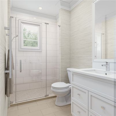 Bathroom, Glass Shower, Interior, Recessed Lighting